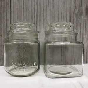 Vintage Golden Harvest 5.25" & Clear Glass Canister with Glass Lids